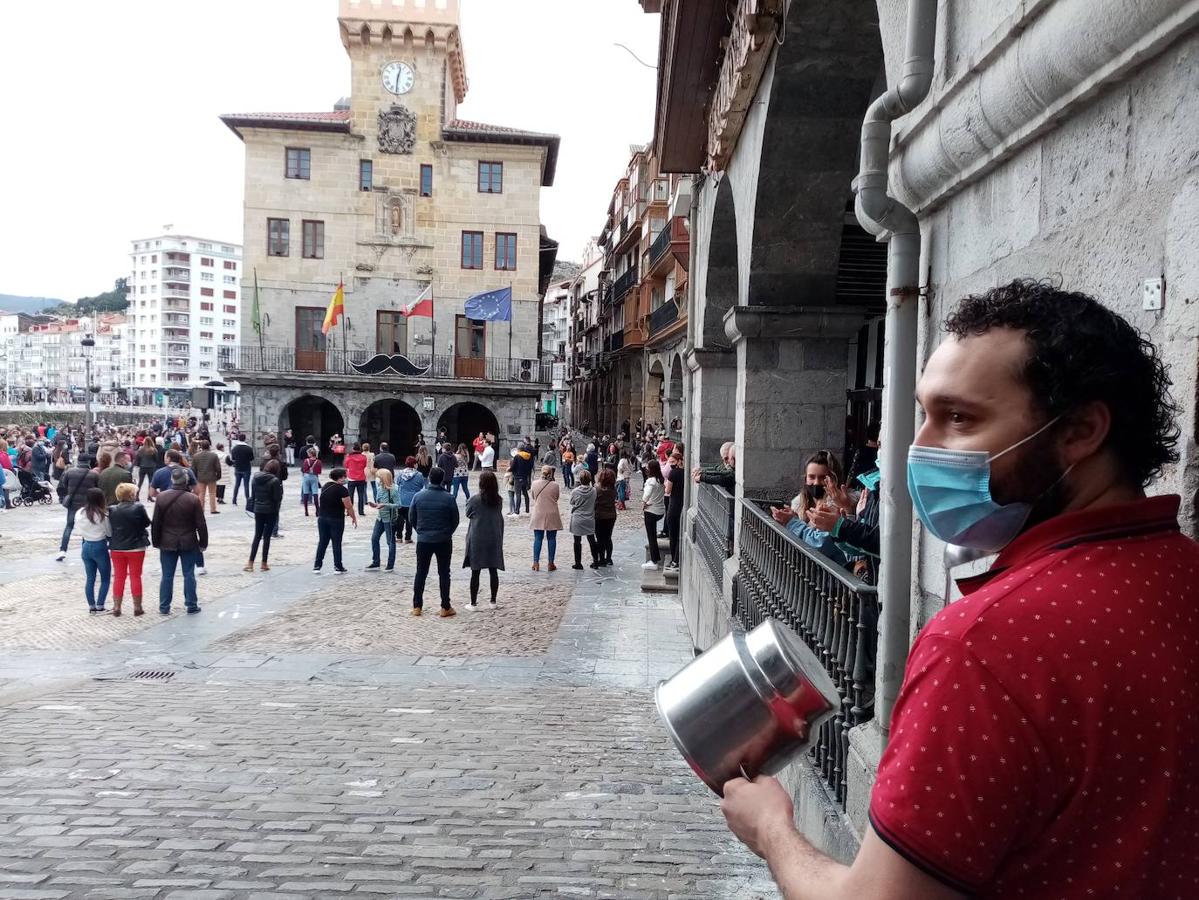 Comerciantes, hosteleros y otros empresarios, durante la movilización