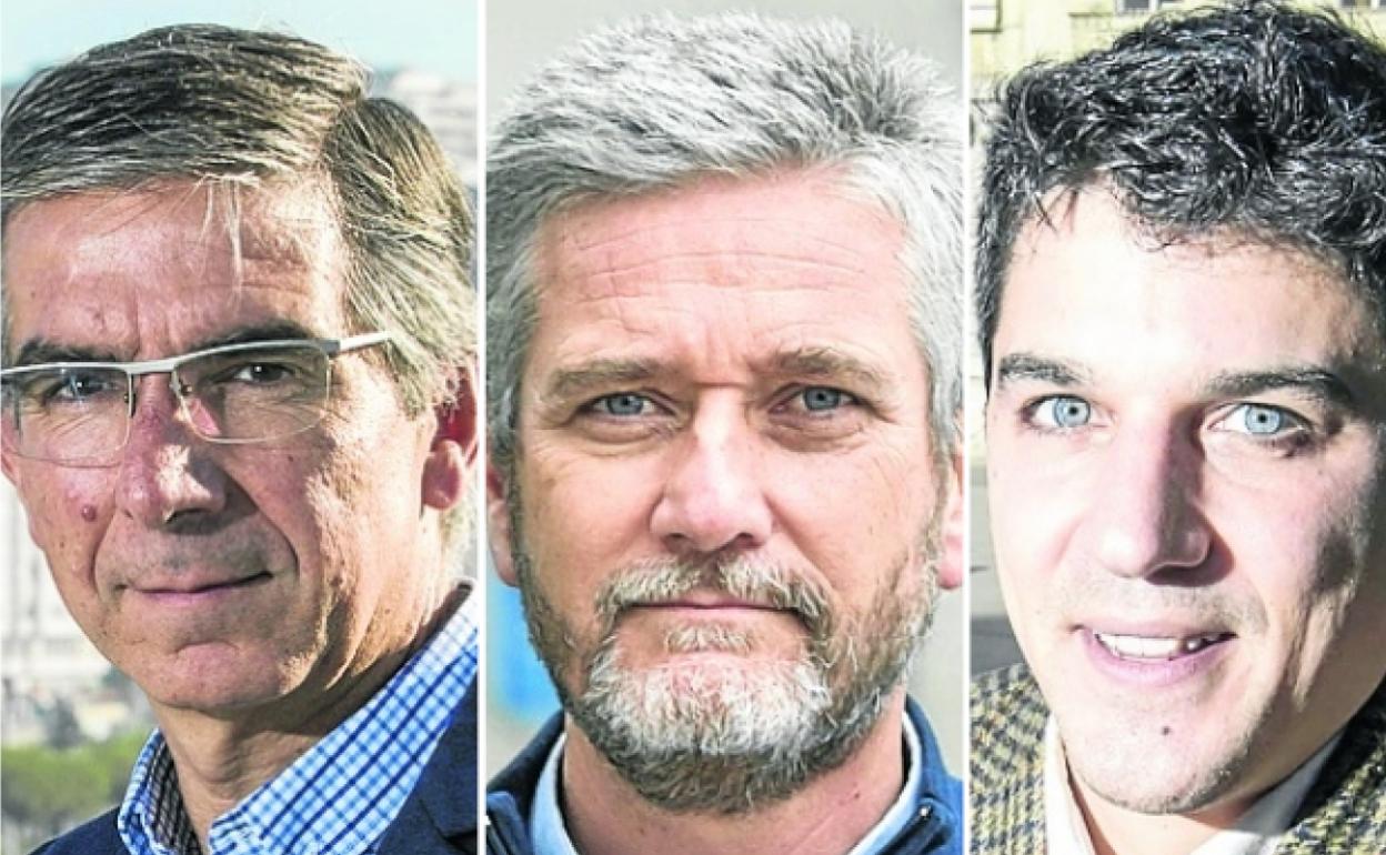 De izquierda a derecha: César Díaz, teniente de alcalde (PP); Javier Ceruti, concejal del Gobierno (Cs); y Daniel Fernández, portavoz del PSOE.