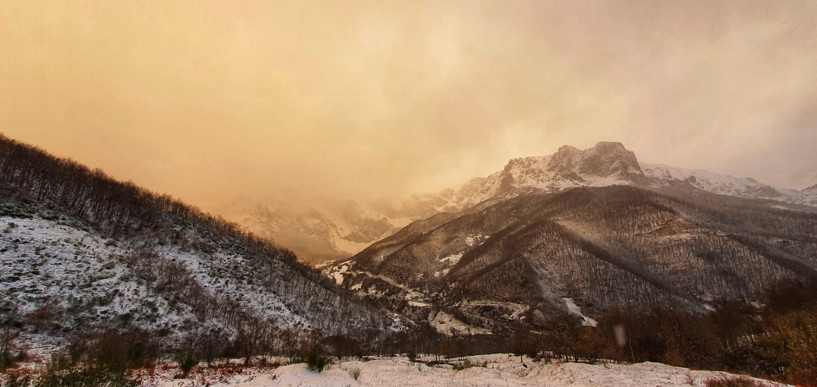 Imagen de Espinama (Liébana) de esta mañana.