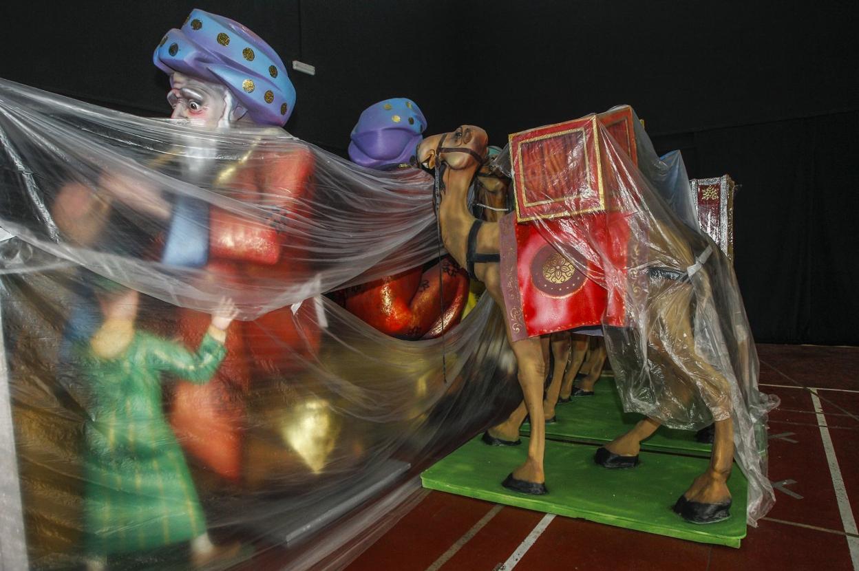 Carrozas ya preparadas en el recinto de La Lechera para la Navidad. 