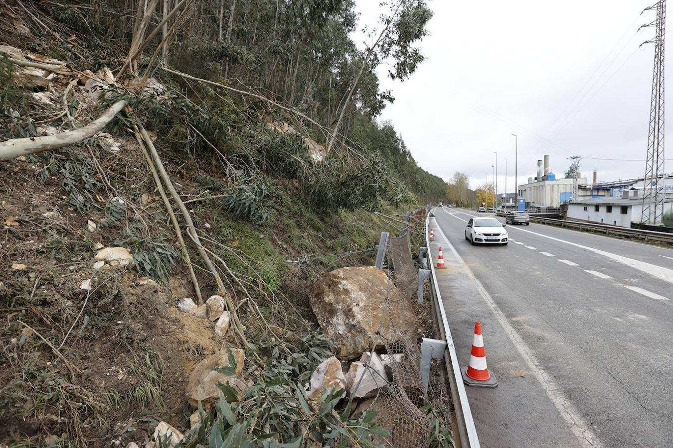 Argayo en la N-634, frente a Textil Santanderina, en Cabezón de la Sal