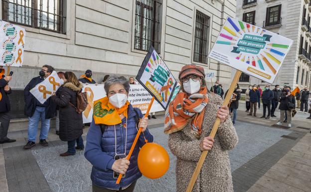 Imagen principal - Defensores de la enseñanza concertada protestan contra la Ley Celaá en Santander