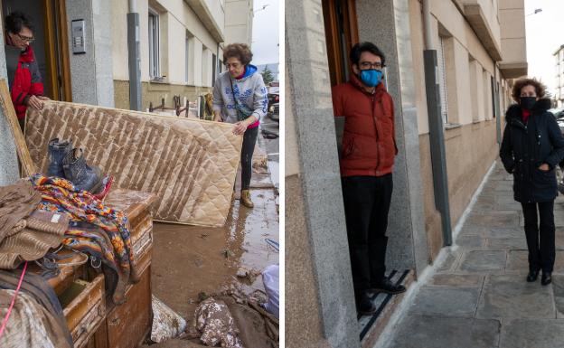 Francisco Amo y Ana José Alonso, ante el portal del edificio donde viven sus familiares. 