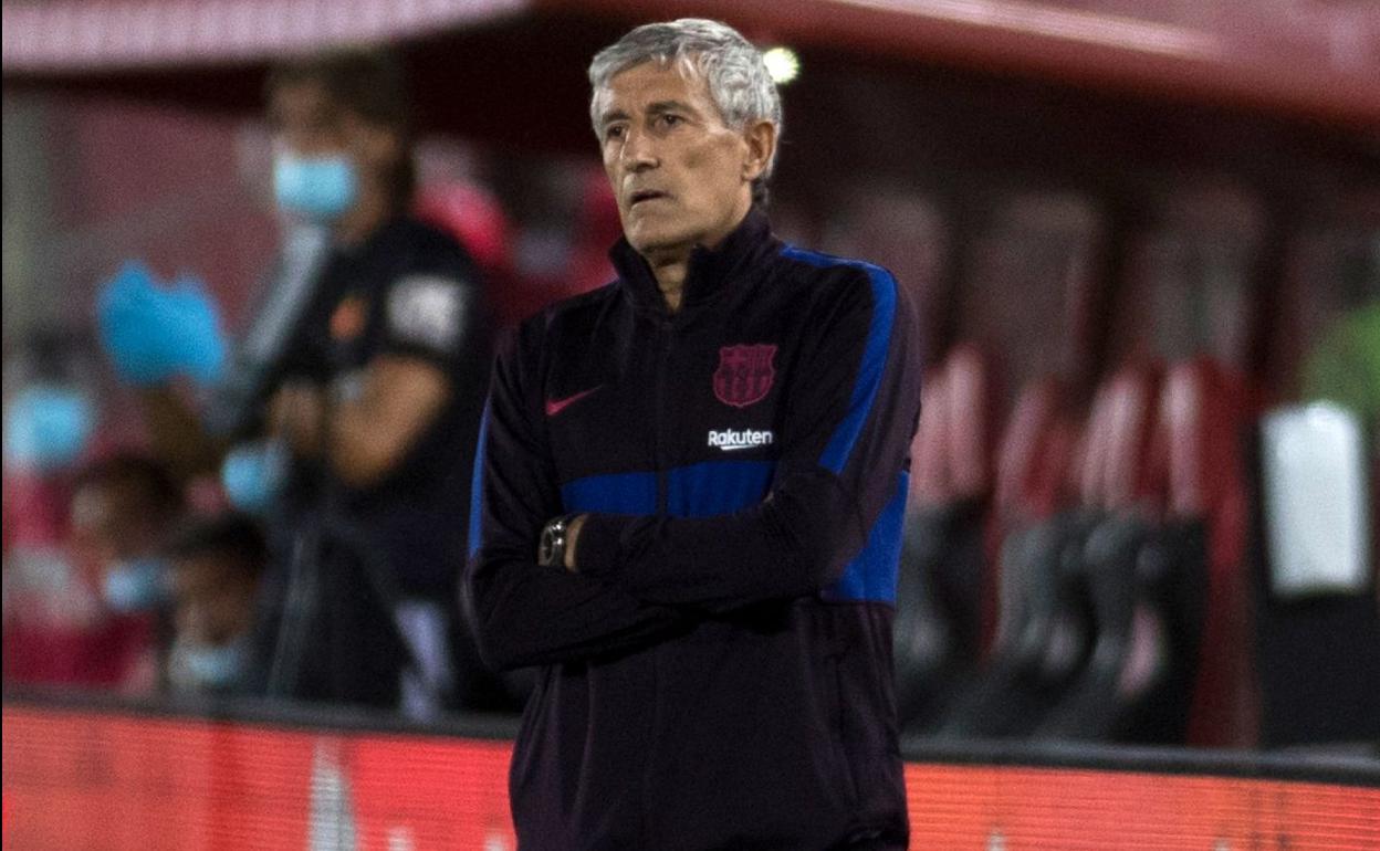 Setién, en un partido con el Barça ante el Mallorca. 