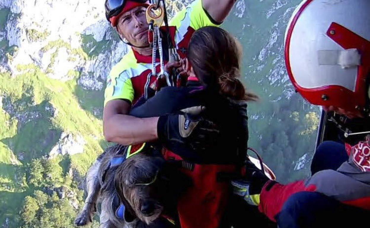 Imagen de archivo del rescate en helicóptero de una senderista y su perro en Tresviso.