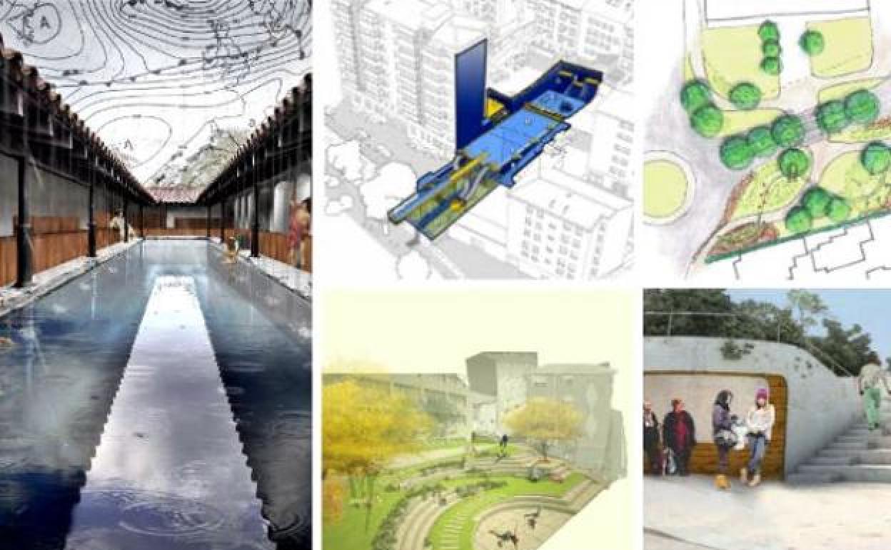 Infografias de las cinco propuestas que revitalizarán lugares en desuso de la ciudad 