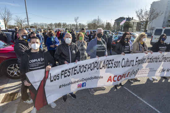 Autónomos del sector primario, del transporte y de organización de eventos durante la protesta de este miércoles