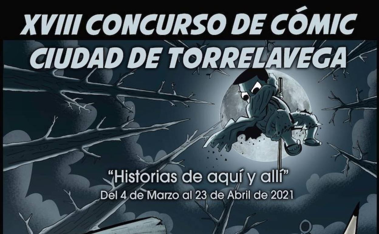 El cartel de la 28 edición del concurso de cómic Ciudad Torrelavega, en la que pone XVIII edición.