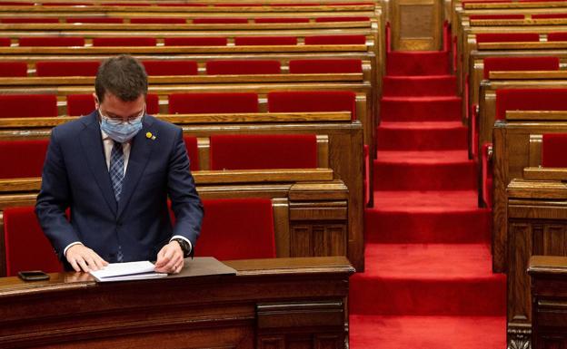 Pere Aragonès, en el Parlament.