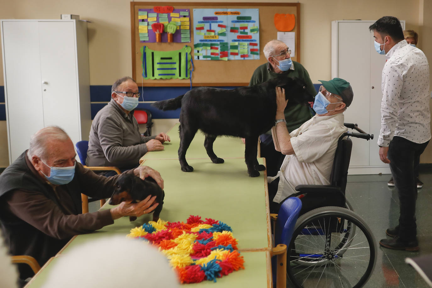 La residencia retoma la terapia con los animales del Centro Canino Besaya tras paralizar durante un año todas las actividades 