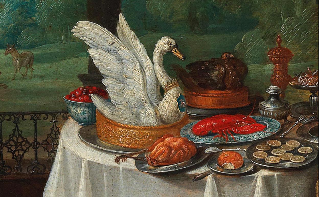 Detalle de 'Alegroría del gusto', cuadro de Frans Wouters ca. 1645.