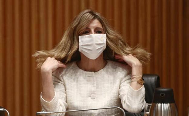 Yolanda Díaz, este lunes en el Congreso