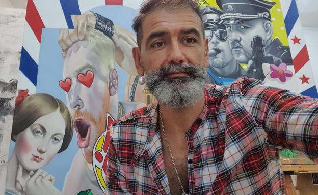 El artista Pablo Burgos, un 'rara avis' que derrocha talento y personalidad en Torrelavega