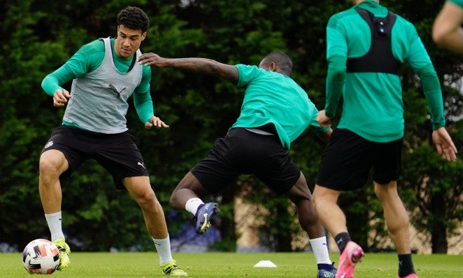 Capanni, a la izquierda, durante un entrenamiento.