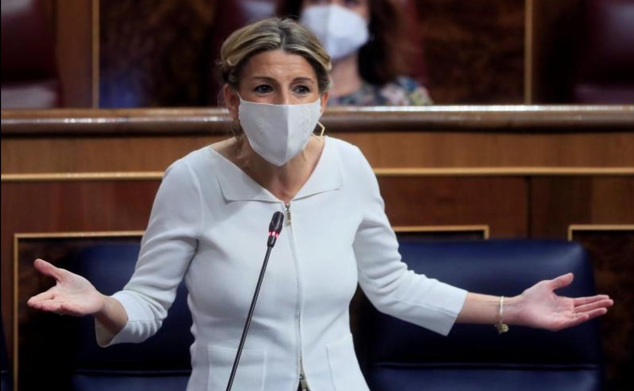 Yolanda Díaz, hoy en el Congreso.