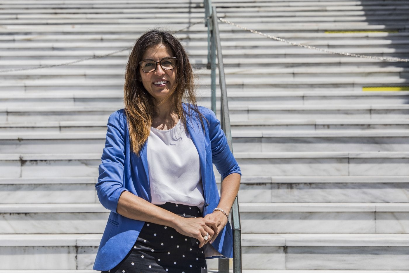 Noemí Pereda, ayer, en los exteriores del Palacio de Festivales de Santander. 