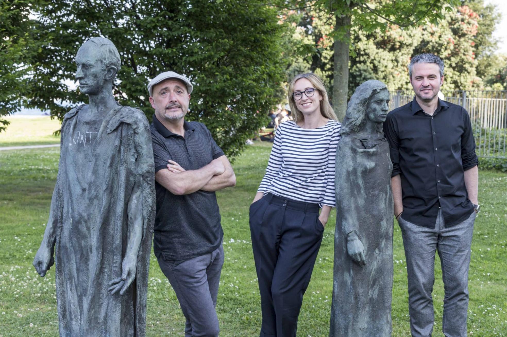 Maxi Rodríguez, Marta San Miguel y Alfredo Matilla, en Santander. Roberto Ruiz