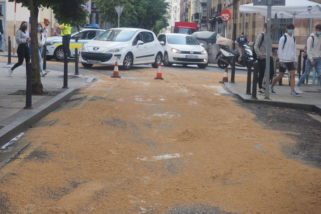 Tramo de la calle Lope de Vega, cortado al tráfico.