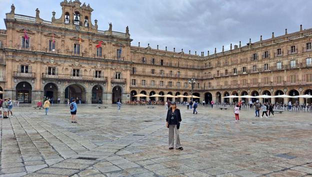 Obligada instantánea en.la Plaza Mayor de Salamanca. 