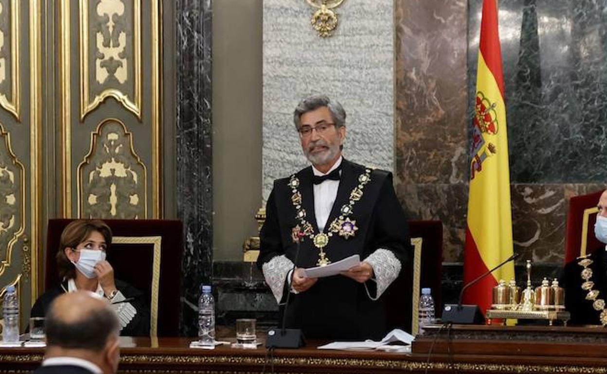Carlos Lesmes, durante su intervención el pasado mes de septiembre como presidente del CGPJ y del Tribunal Supremo.