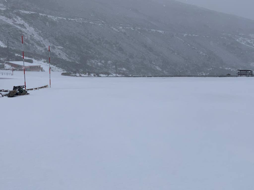 Así está el aparcamiento de la estación de esquí de Alto Campoo.