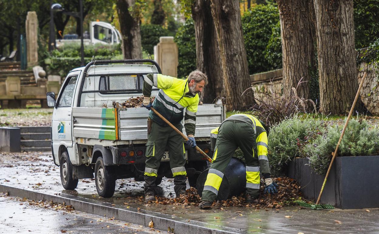 Operarios de Parques y Jardines han colaborado este viernes en la limpieza de las calles de El Sardinero.