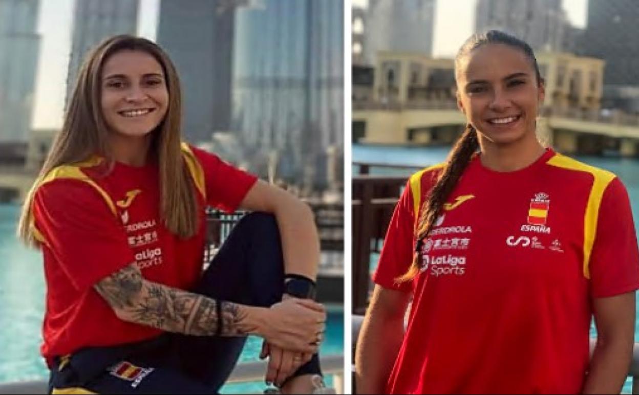 Nadia Gómez y Carlota Fernández, en Dubai.