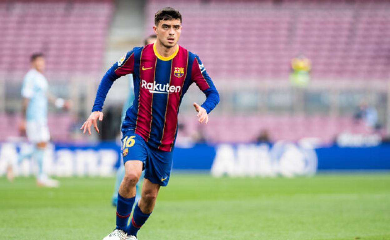 Pedri González, en un partido con el Barça. 