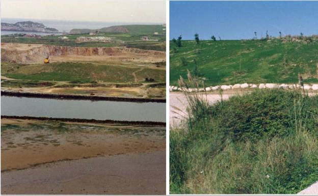 Imagen. Antes y después de varias zonas de las canteras