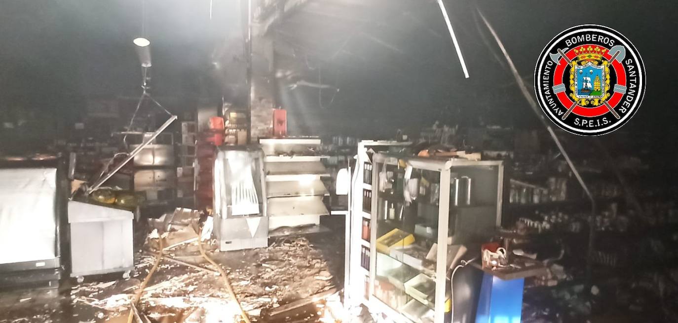 Fotos: Las imágenes del incendio del supermercado y el dispositivo de extinción