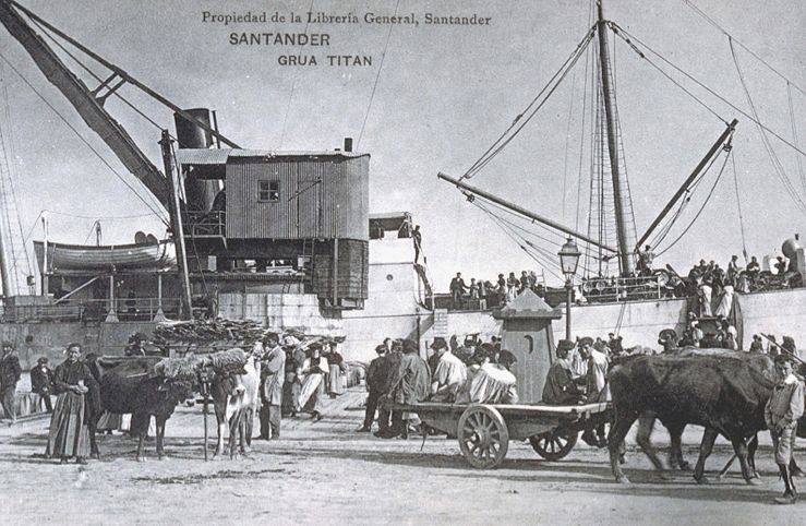 Grúa de Piedra, en la imagen de Titan Santander en torno a 1900