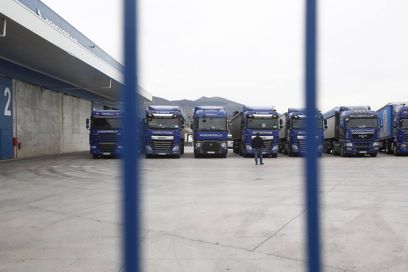 Los camiones de la empresa Bodegotrans no han salido hoy