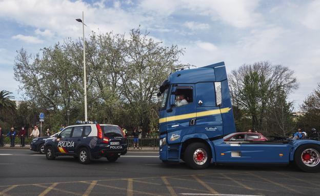 Imagen. Protesta de transportistas de este lunes.