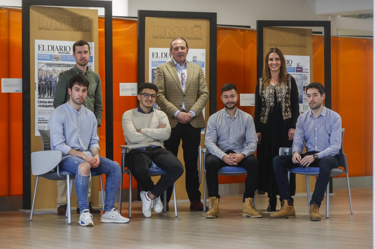  Dream Big. De izquierda a derecha y de arriba abajo: Andrés Villar y Alfonso Delgado (mentores), Claudia Sáez (tutora), Álvaro Vallejo, Adil El Ftouh, David Abdolalizadeh y Diego Ruiz (estudiantes). 