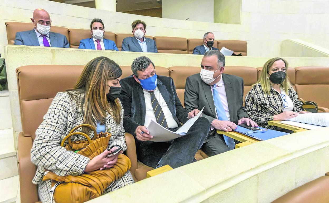 En primer término, los populares María José Sáenz de Buruaga, Íñigo Fernández, Roberto Media e Isabel Urrutia.