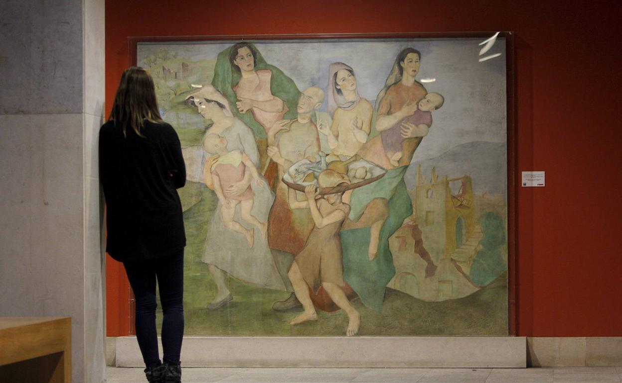 Frescos del artista Luis Quintanilla, 'Ama la paz y odia la guerra', en el Paraninfo de la Universidad de Cantabria