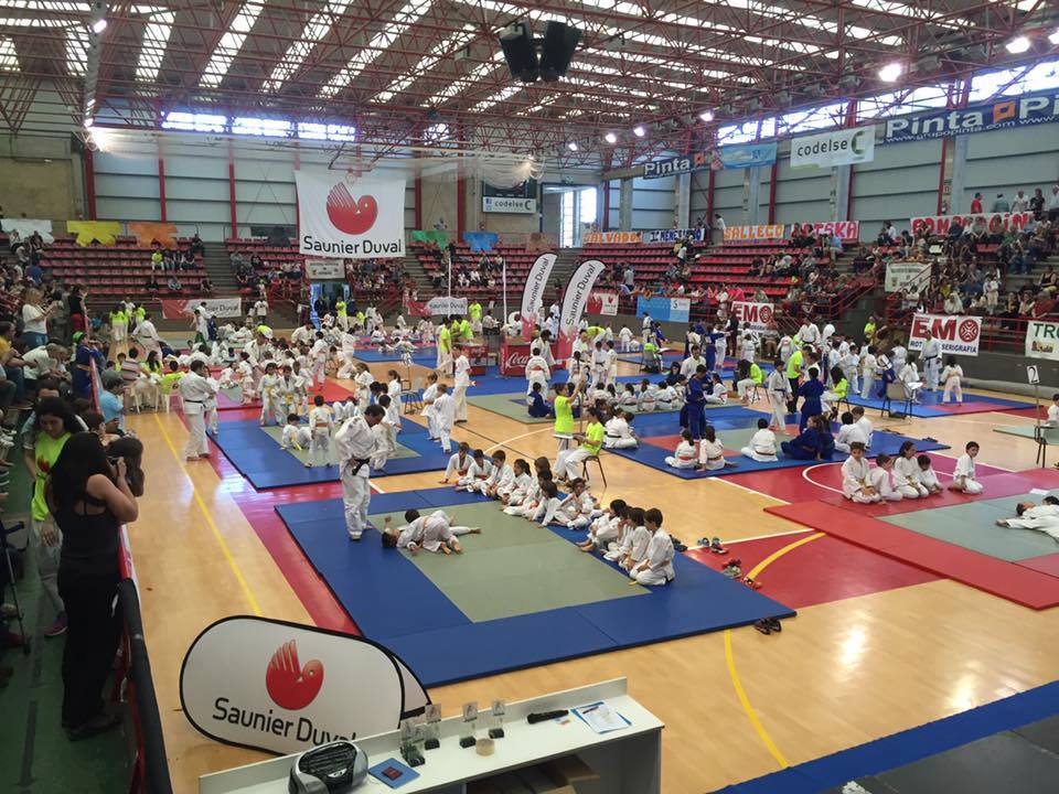 Imagen de archivo del pabellón lleno de judokas.