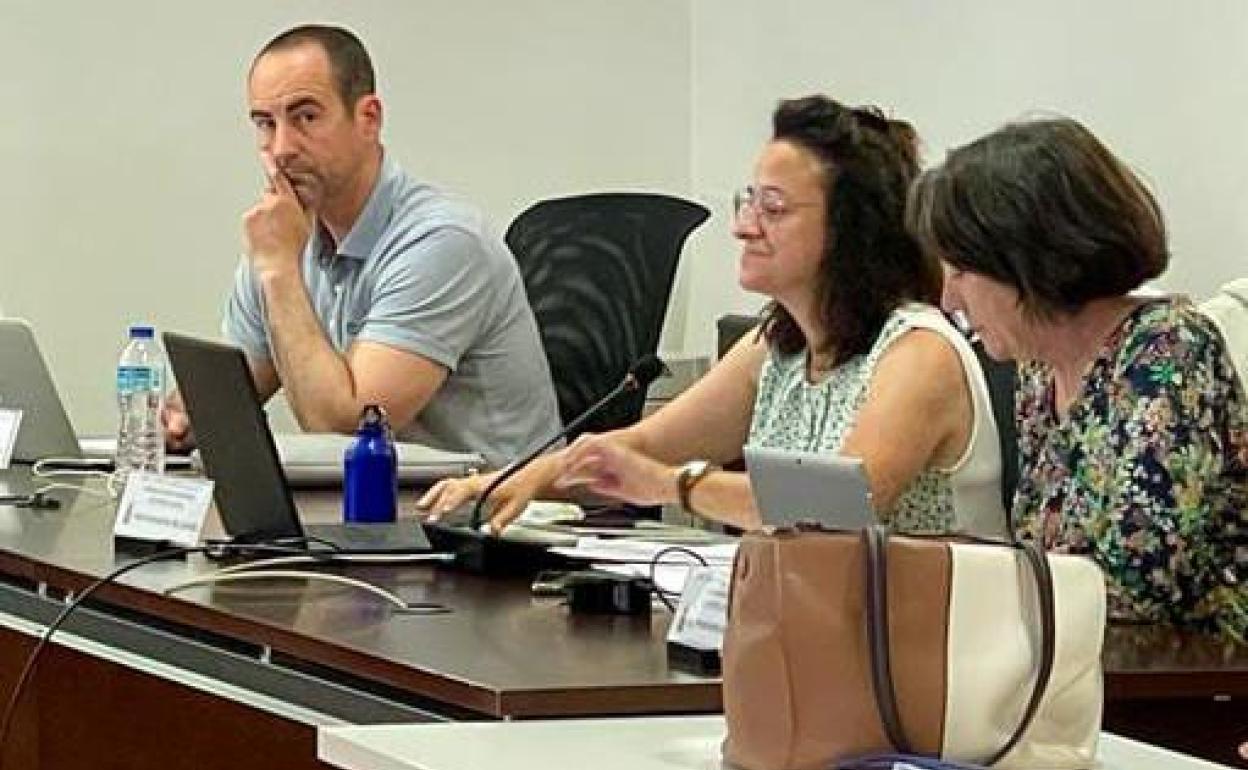 Las concejales de la Agrupación Vecinal Sí Se Puede Laredo, Carmen García y Adelia Melero, durante el pleno municipal 