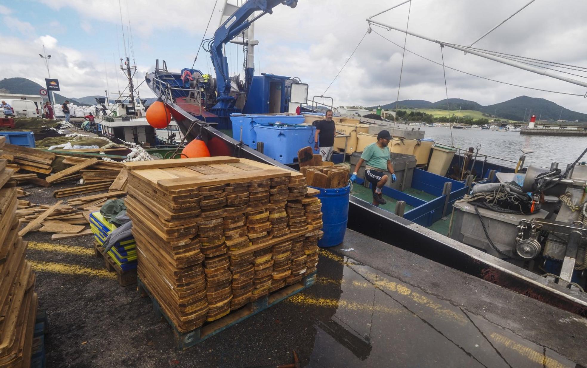 Las embarcaciones amarradas ayer en el puerto de Santoña, en plenos preparativos para la costera del bonito.