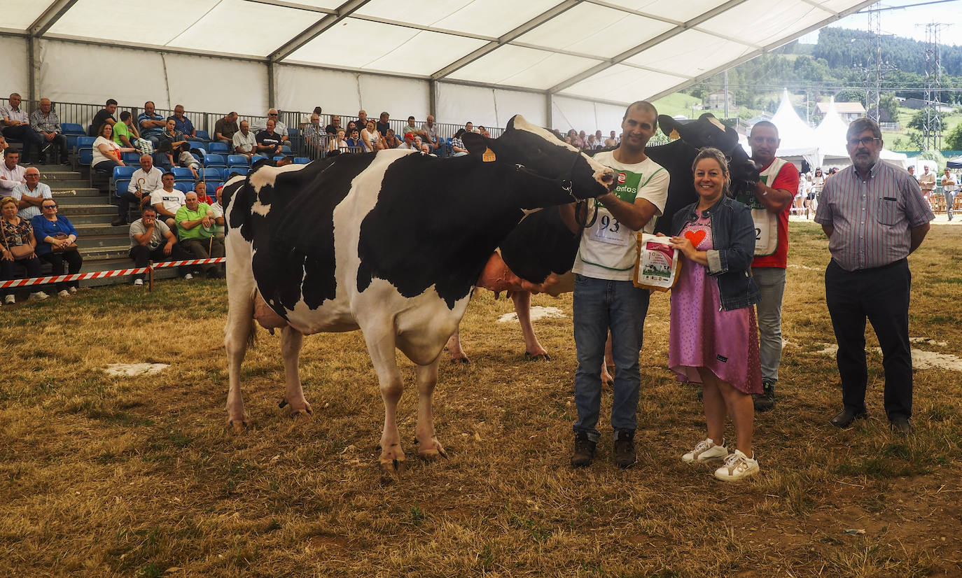 Este domingo se ha celebrado la 145 edición del Concurso-exposición del ganado vacuno frisón de San Antonio, en Renedo de Piélagos, que ha contado con la participación de 46 animales procedentes de 10 ganaderías de la región. En este marco, se han otorgado los premios más relevantes, incluso el de 'Gran Vaca Campeona', que en esta ocasión ha recaído en la ganadería Llera Her S.C, de Valdáliga. La feria forma parte de las actividades que se han celebrado en el municipio para celebrar la festividad de San Antonio, entre las que también destaca un concurso monográfico de mastín español; la feria agroalimentaria Gran Fiesta de la Leche, arrastre de bueyes y un espectáculo ecuestre.