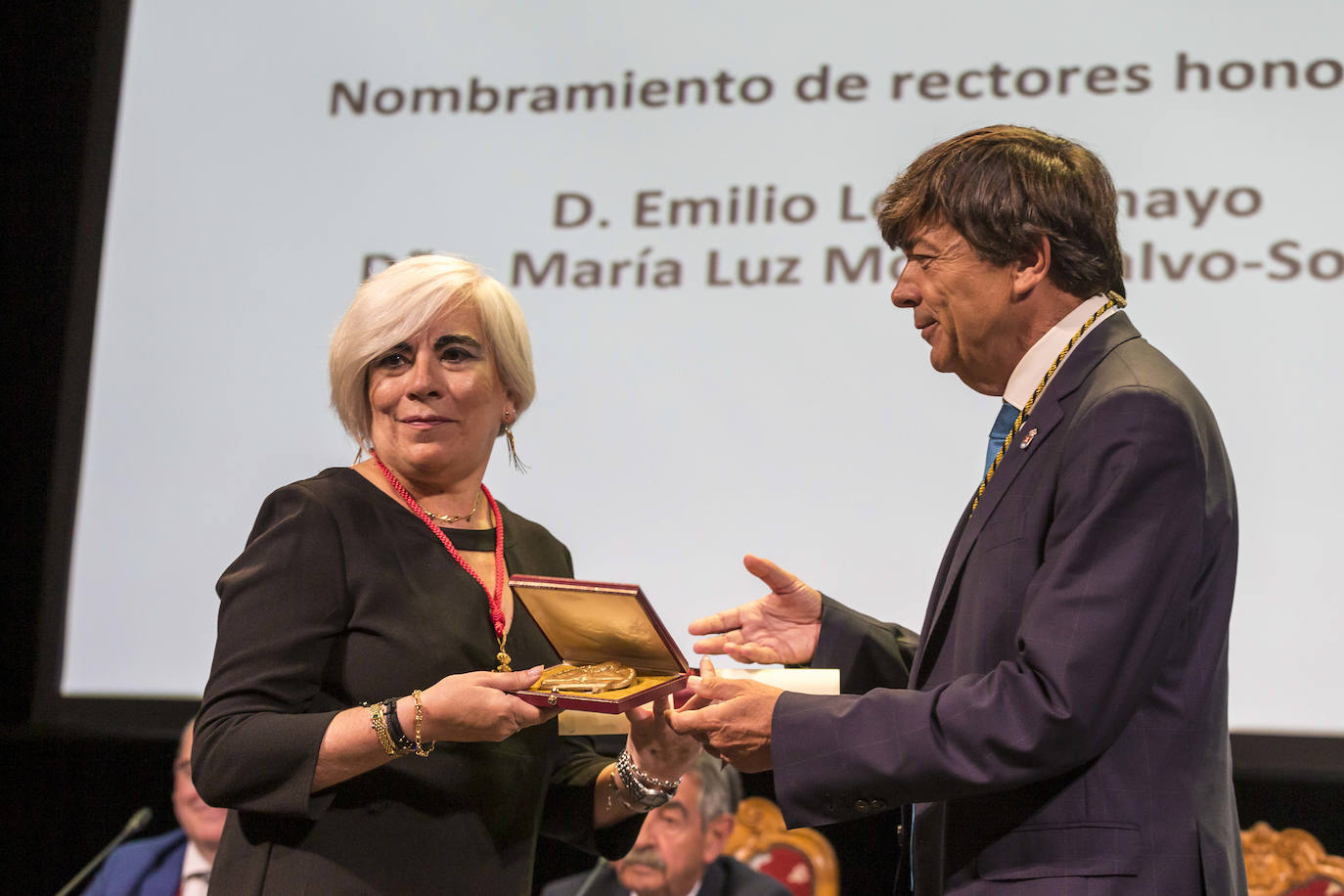 Carmen Losa, viceseretaria general de la UIMP, ha recogido el reconocimiento en nombre de la ex rectora María Luz Morán