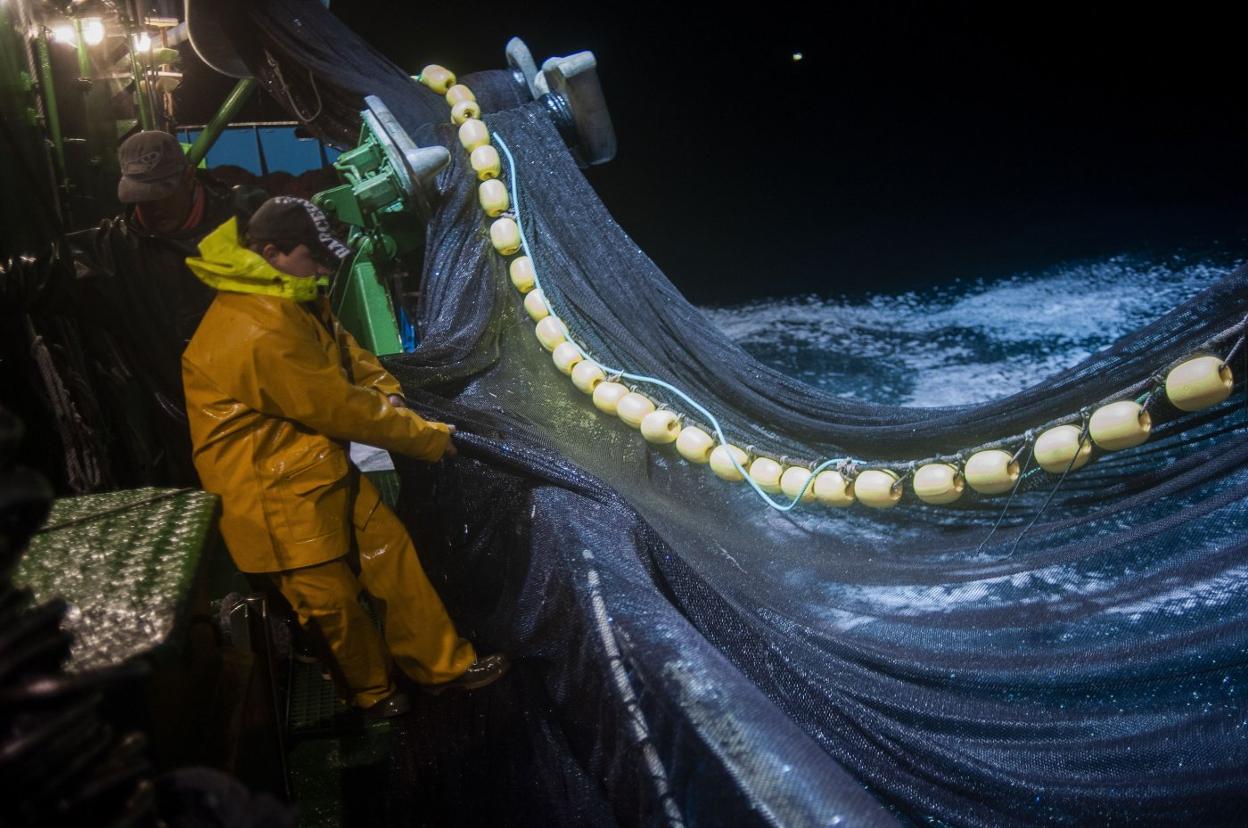 Un marinero ayuda a recoger la red, en una imagen de archivo. 