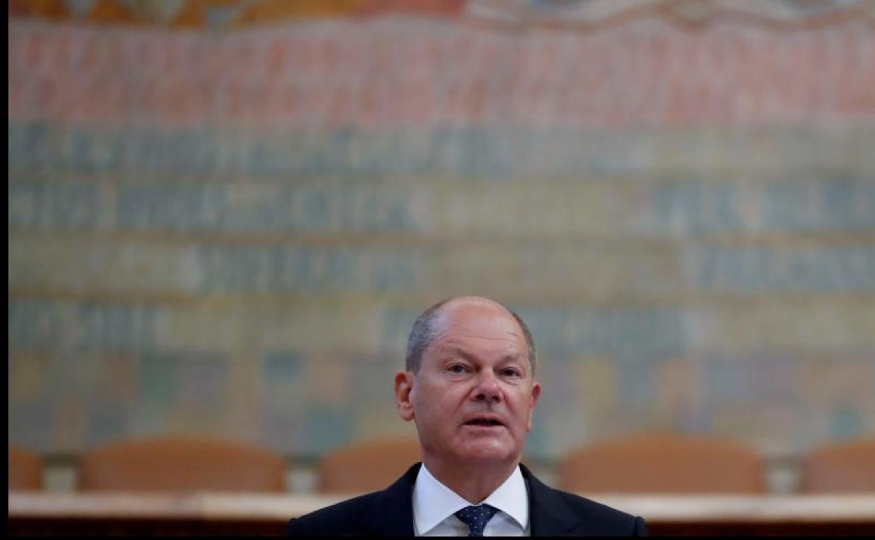 Scholz, durante el discurso que ofreció en la Universidad Carolina de Praga. 