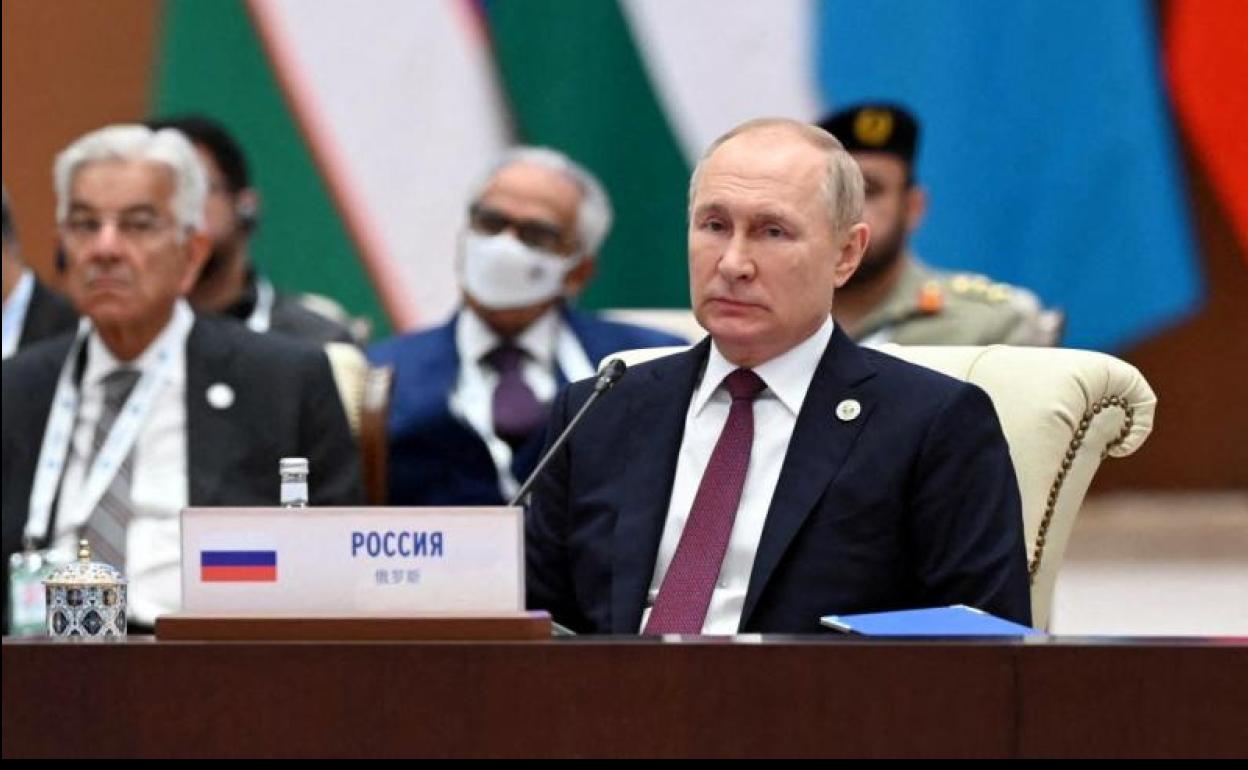 El presidente ruso, Vladímir Putin, durante la cumbre de la Organización de Cooperación de Sanghái en Samarcanda. 