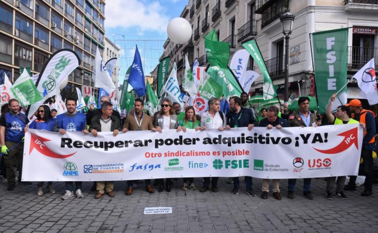 Cabecera de la manifestación de este sábado en Madrid. 