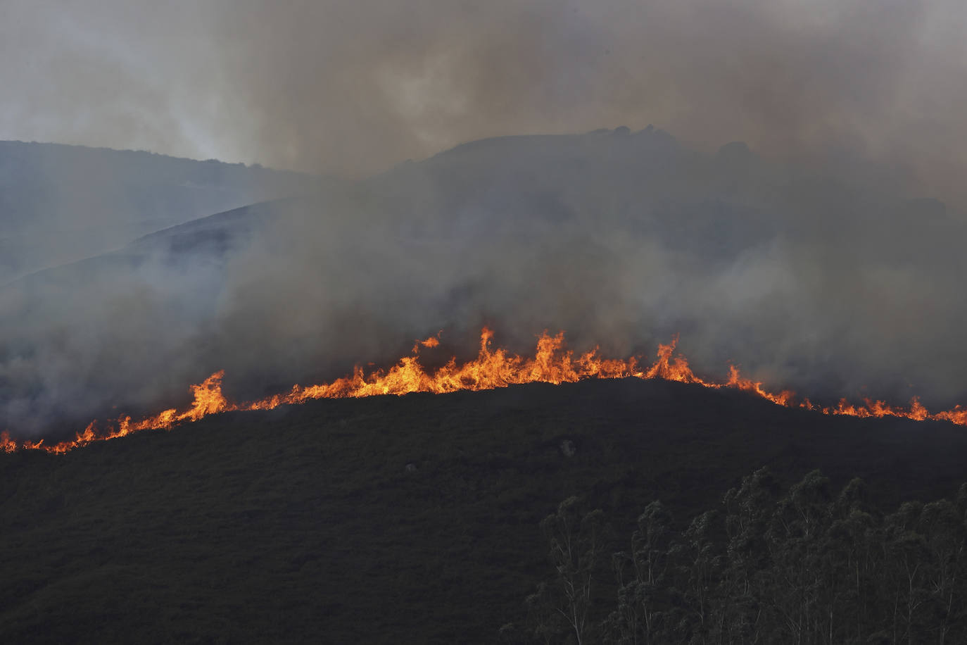 Imagen de las llamas desatadas en Treceño.