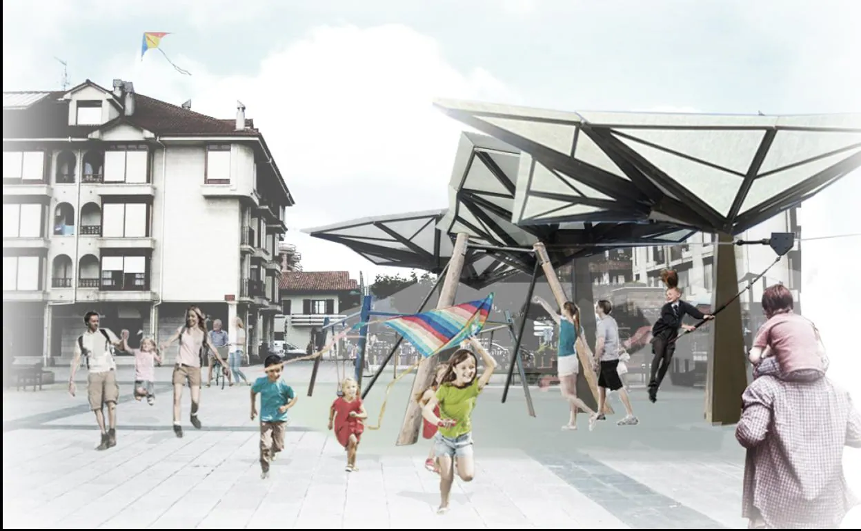 Recreación del proyecto para cubrir el parque infantil de la Plaza de la Villa.