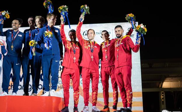 El equipo español de ultratrail, formado por José Ángel Fernández 'Canales', Aritz Egea, Marcos Ramos y el cántabro Borja Fernández, se colgó la medalla de bronce.