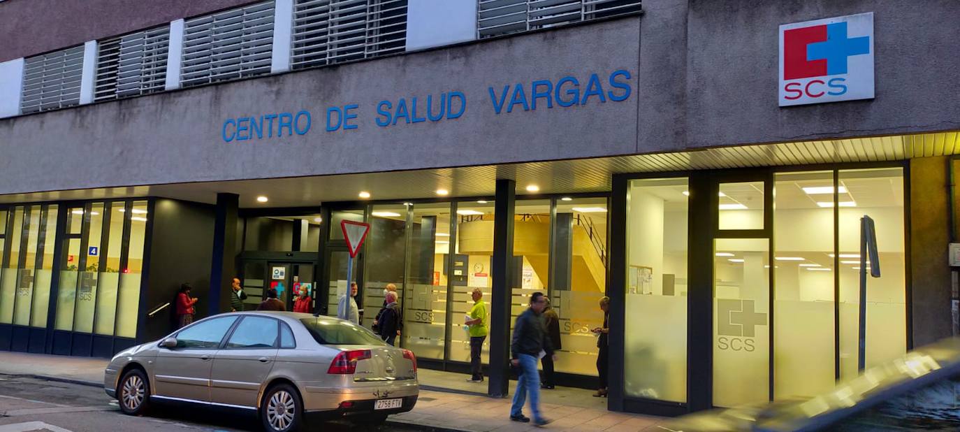 Imagen del centro de salud de la calle Vargas durante la primera jornada de huelga. 