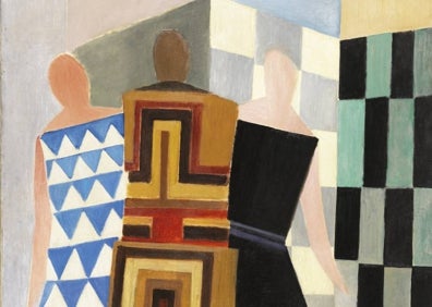 Imagen secundaria 1 - 'Fotógrafo' (1927, arriba) de Ivan Padalka. Y detalles de 'Vestido simultáneos (1925), de Sonia Delaunay y 'Campesina ucraniana' (1910). de Davyd Burluik. 